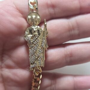 Gold Saint Pendant Bracelet